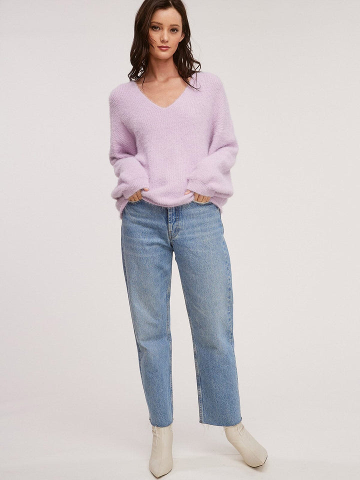 WOMENS LONG SLEEVE PULLOVER FUZZY SWEATER