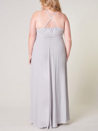 PLUS SIZE SLEEVELESS SURPLICE OPEN BACK MAXI DRESS