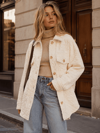 WOMEN'S LONG SLEEVE BUTTON UP FRONT POCKETS DETAILED JACKET