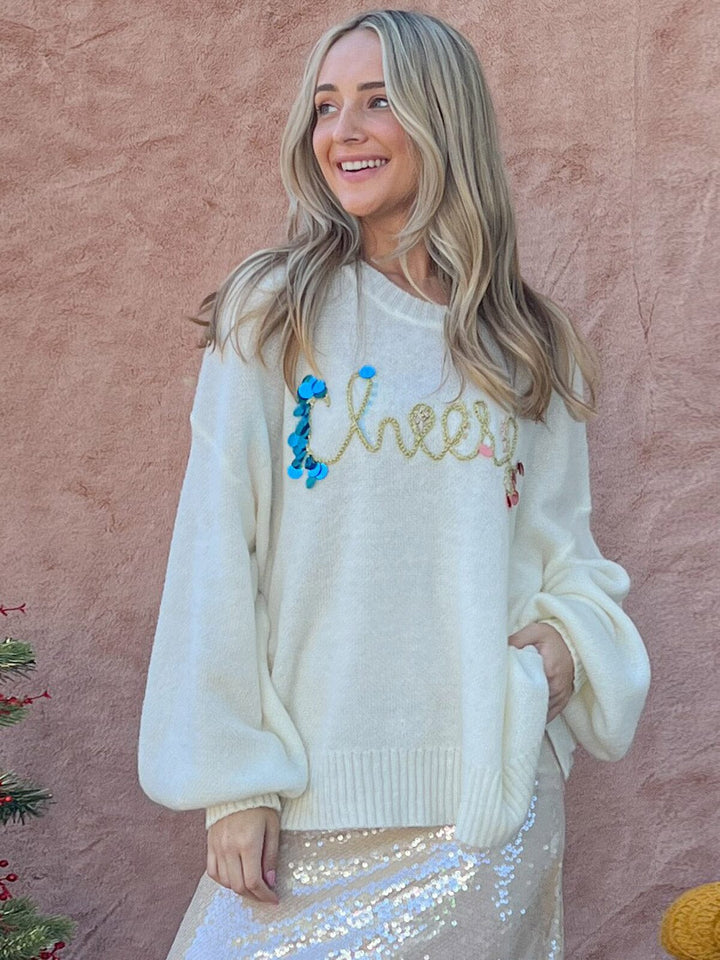 WOMEN'S LONG SLEEVE GRAPHIC PULLOVER SWEATER