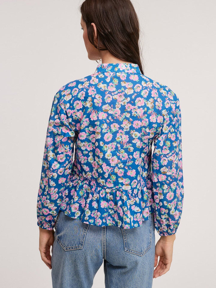 WOMENS LONG SLEEVE V-NECK FLORAL BLOUSE TOP