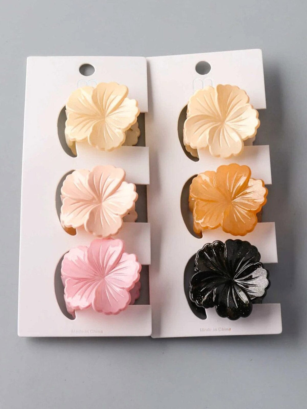 FASHION ASSORTED COLORS FLOWER HAIR CLAW CLIPS 3PCS. SET