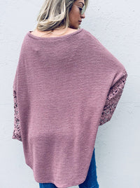 WOMEN'S LONG CROCHET SLEEVE LOOSE FIT WAFFLE OVERSIZED BLOUSE