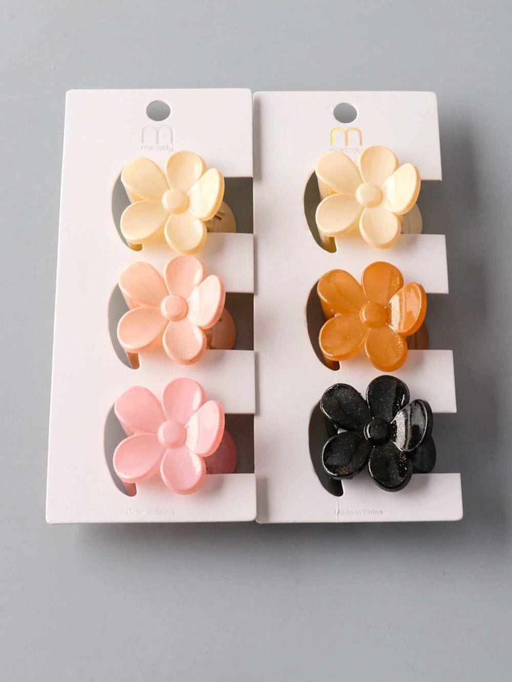 FASHION ASSORTED COLORS FLOWER HAIR CLAW CLIPS 3PCS. SET