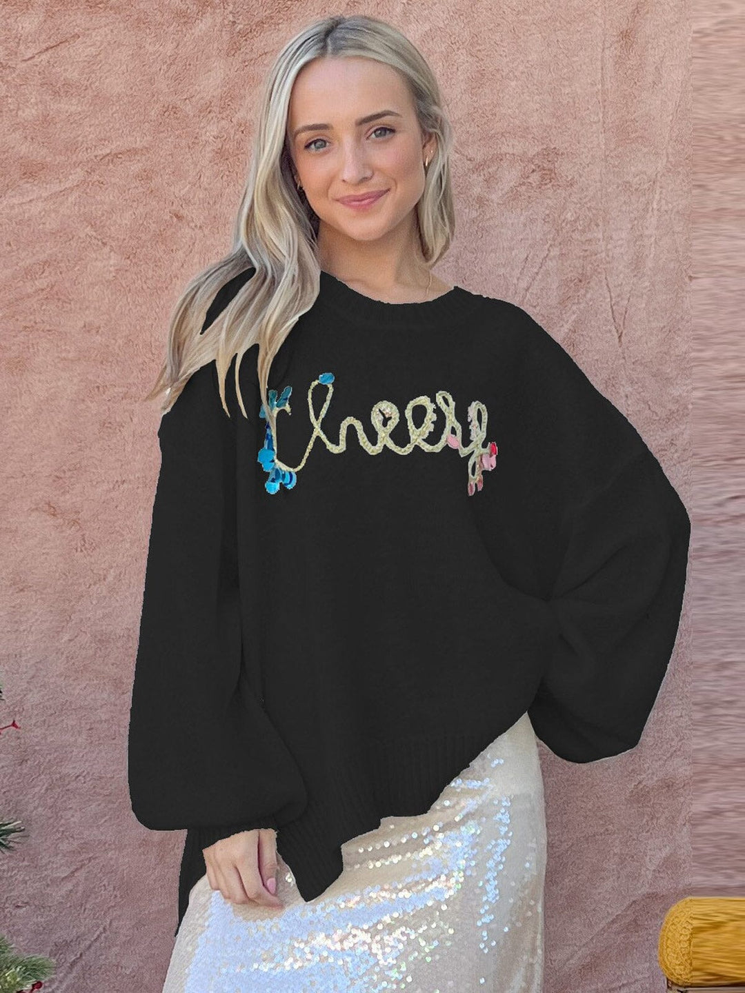 WOMEN'S LONG SLEEVE GRAPHIC PULLOVER SWEATER