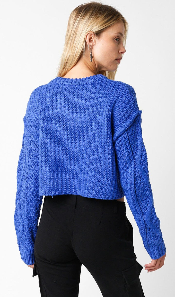*********WOMEN'S LONG SLEEVE CABLE KNIT PULLOVER CROP SWEATER