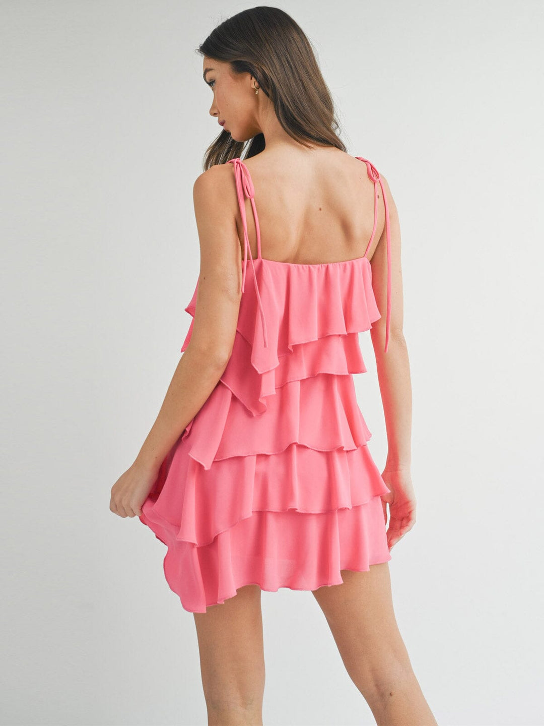 WOMEN'S SLEEVELESS TIERED RUFFLE MINI DRESS