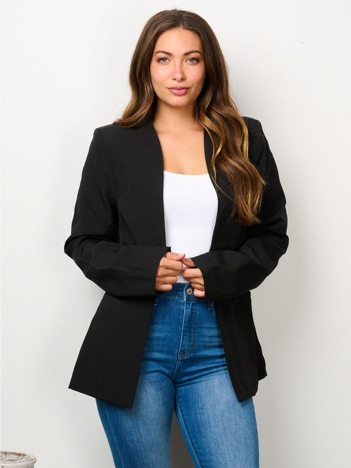 WOMEN'S LONG SLEEVE BUTTON CLOSURE POCKETS BLAZER