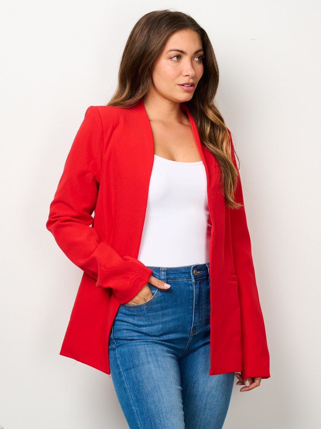 WOMEN'S LONG SLEEVE BUTTON CLOSURE POCKETS BLAZER