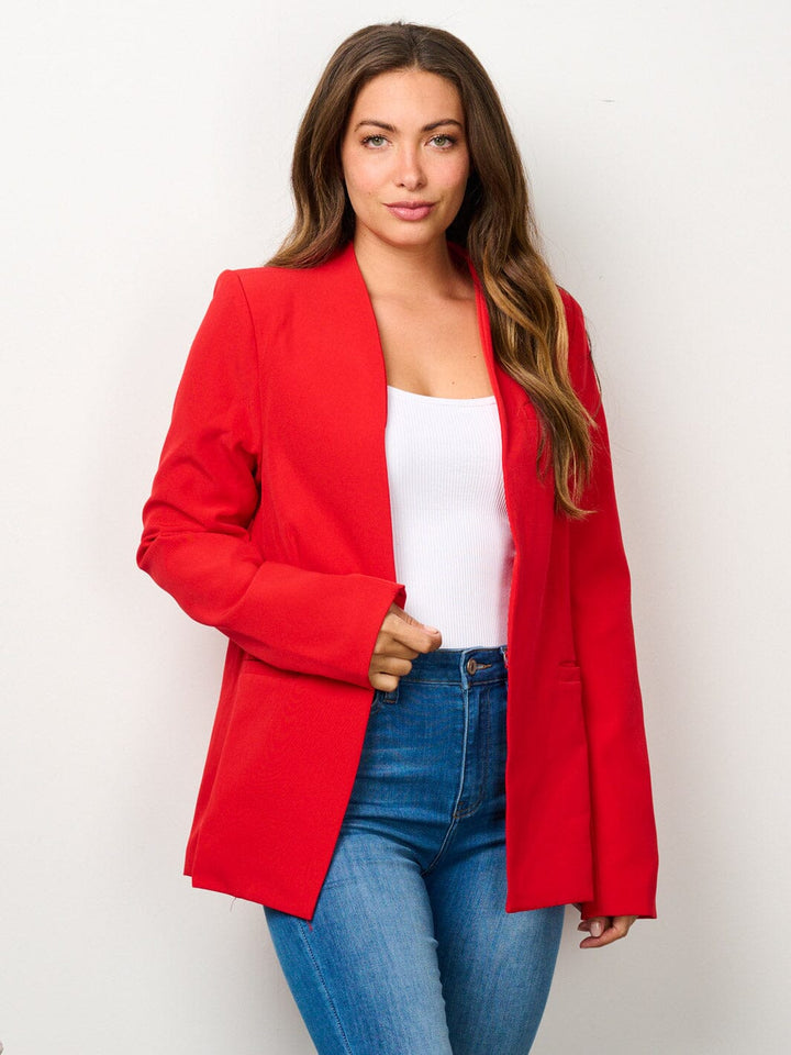 WOMEN'S LONG SLEEVE BUTTON CLOSURE POCKETS BLAZER
