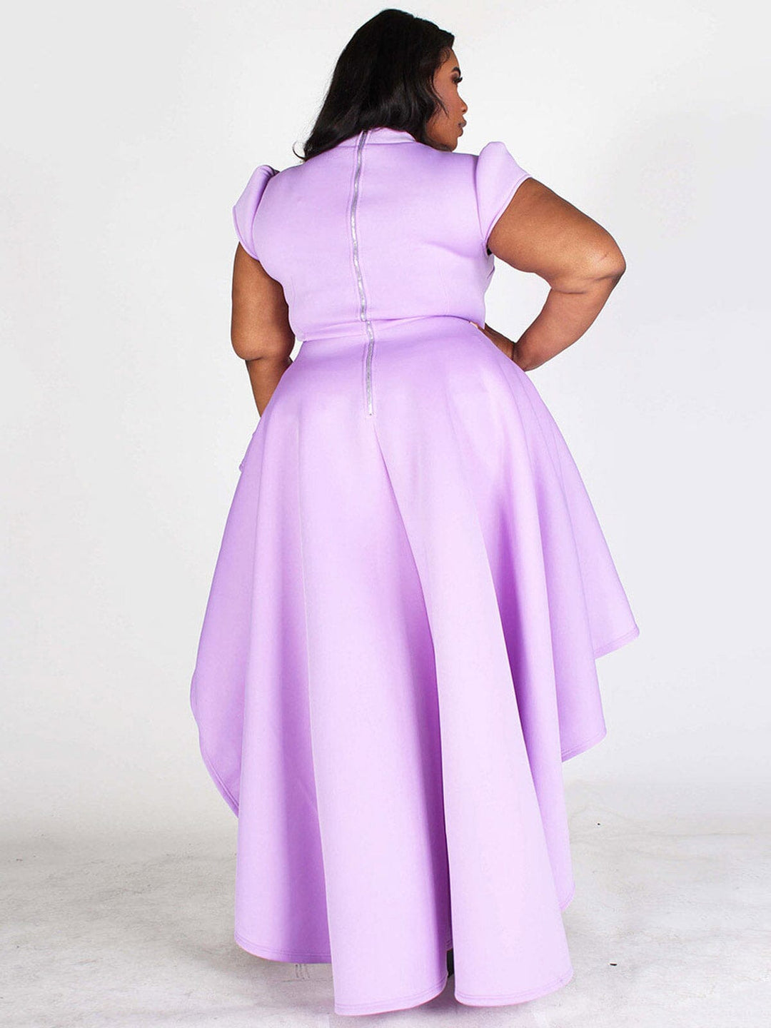 PLUS SIZE SHORT SLEEVES RUFFLE HIGH-LOW TOP/DRESS