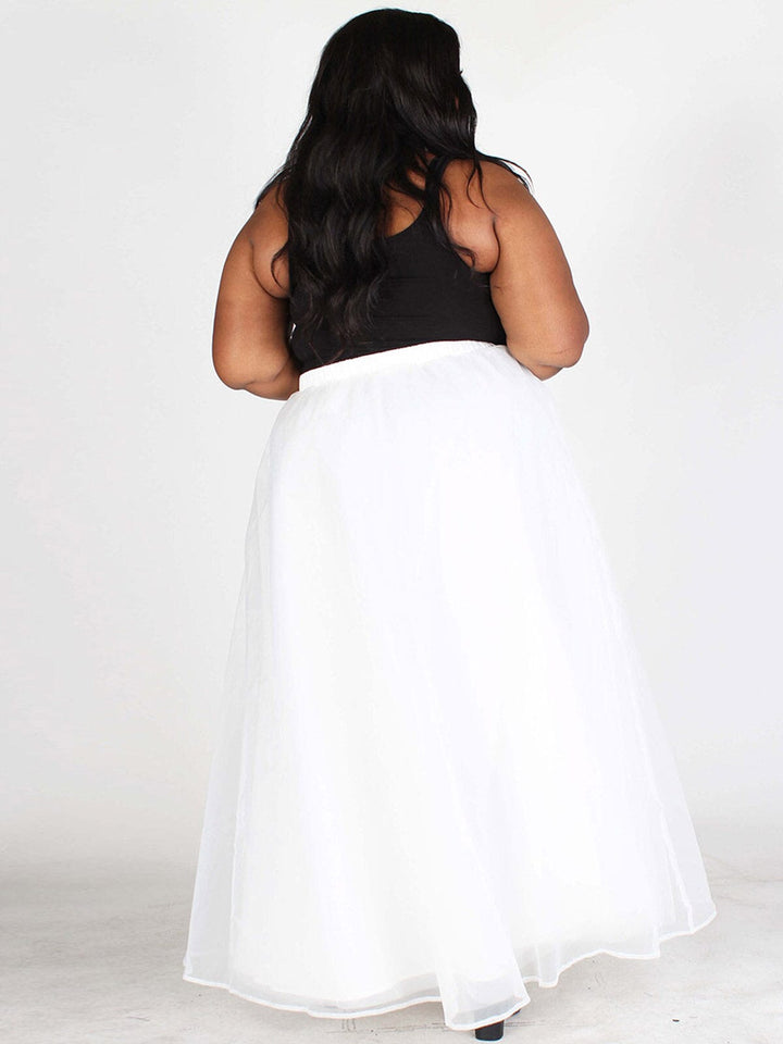 PLUS SIZE ELASTIC WAIST GRAPHIC MAXI SKIRT