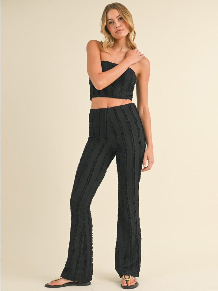 WOMEN'S SLEEVELESS CROP TOP & WIDE LEG PANTS DETAILED 2PC. SET