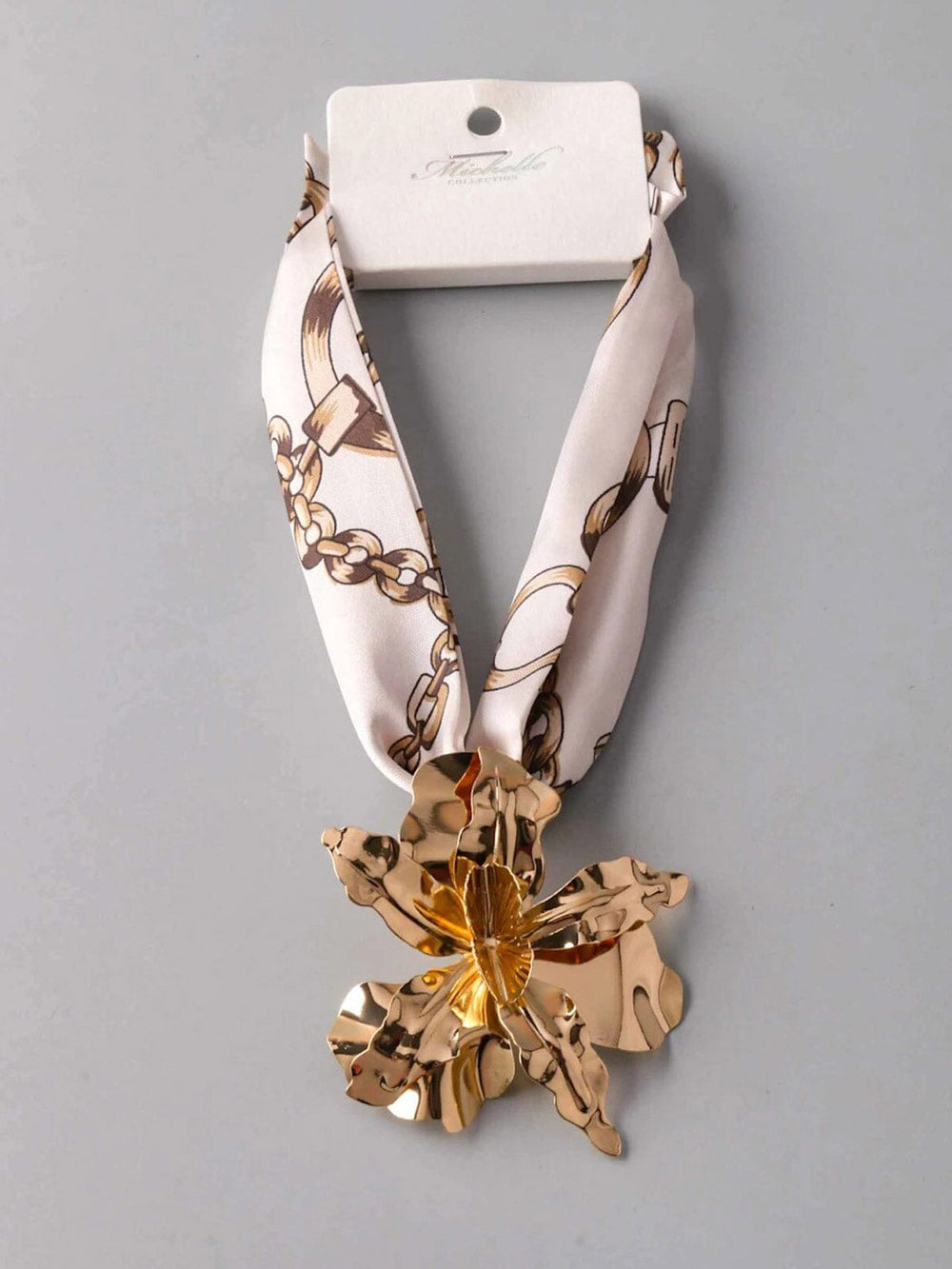 FASHION BANDANA FLOWER PENDANT NECKLACE
