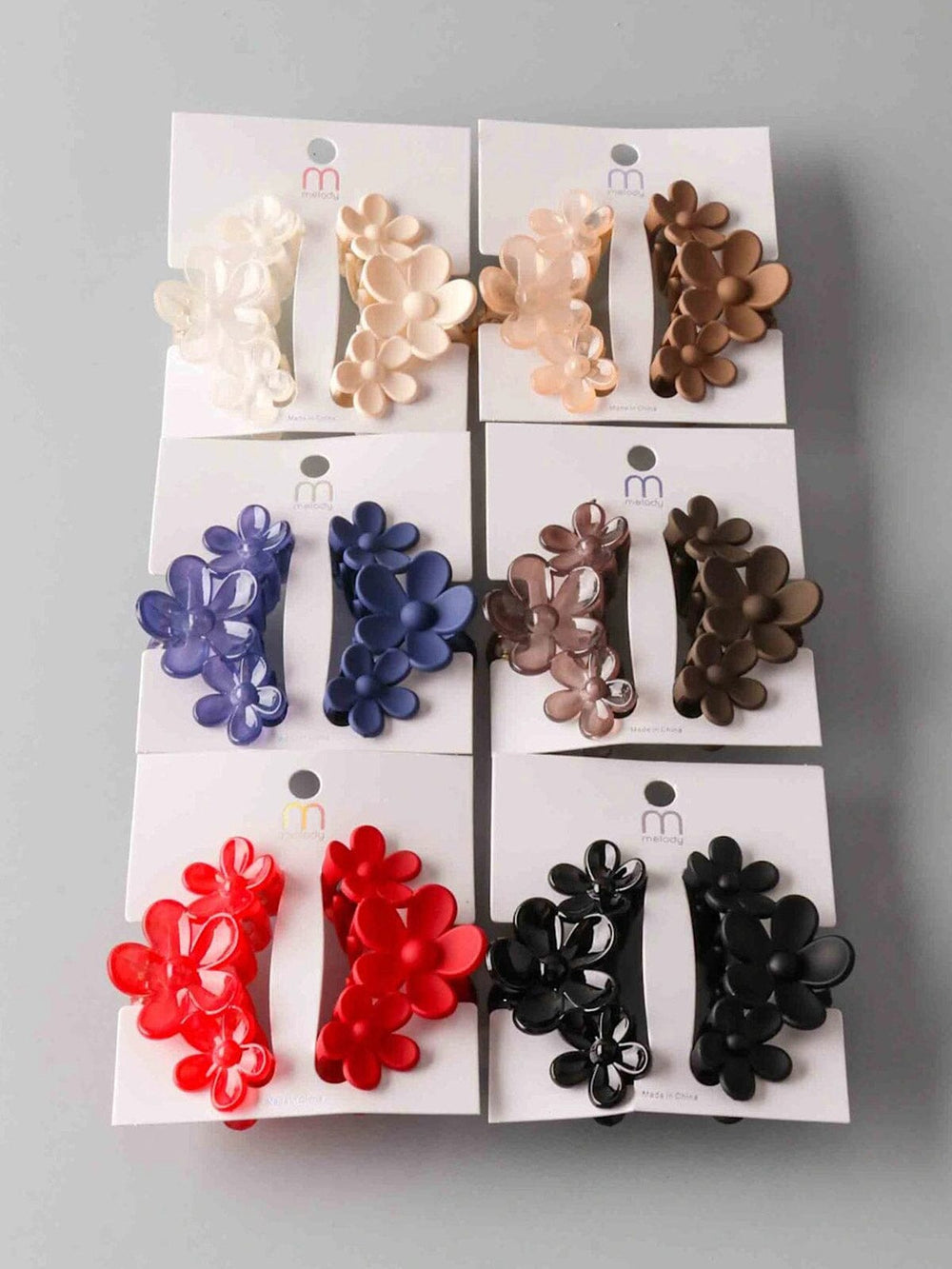 FASHION ASSORTED COLORS FLOWER HAIR CLAW CLIPS