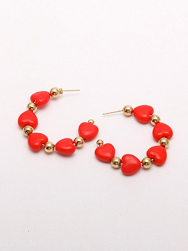 FASHION RED & PINK HEART EARRINGS