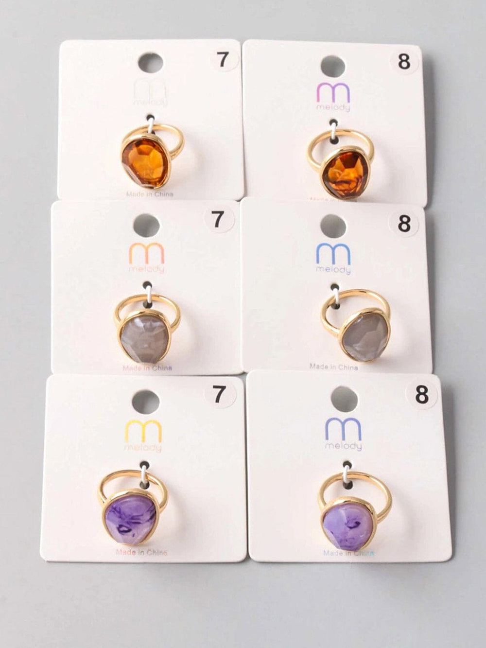 FASHION ASSORTED COLORS STONE RINGS