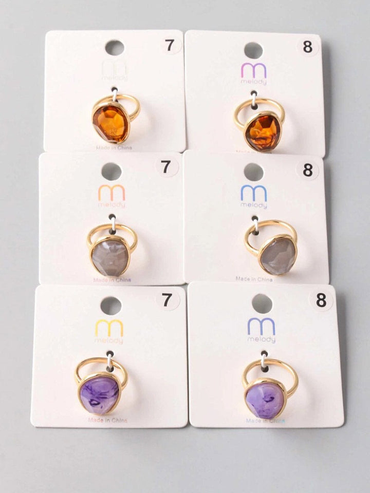FASHION ASSORTED COLORS STONE RINGS