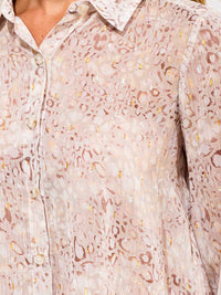 WOMEN'S LONG SLEEVE BUTTON UP ANIMAL PRINT BLOUSE