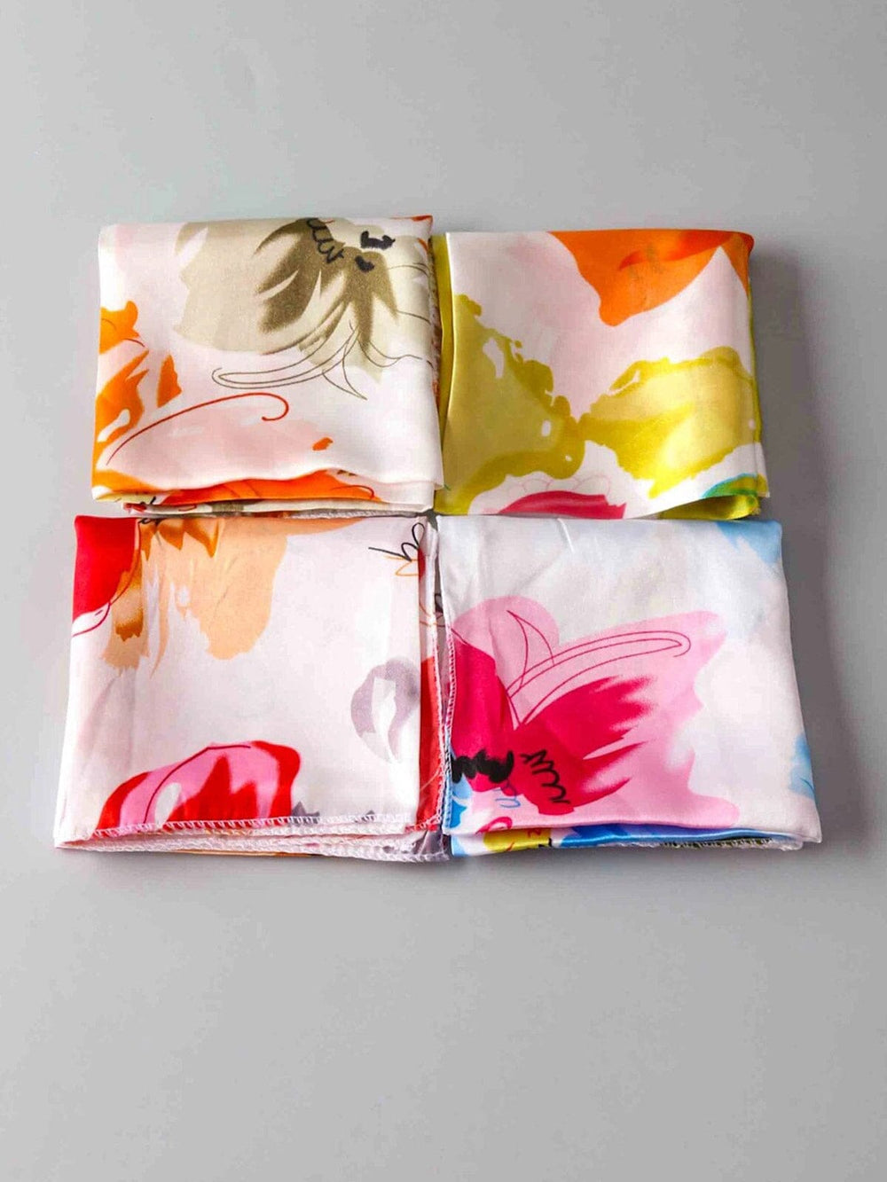 FASHION ASSORTED COLORS FLORAL SATIN SCARFS