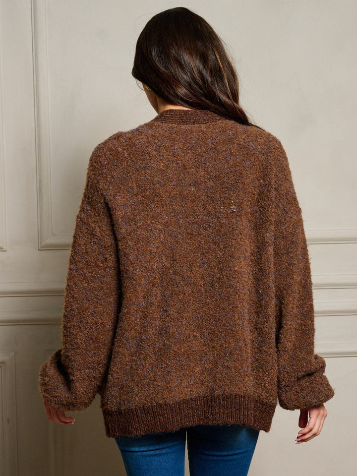 WOMEN'S LONG SLEEVE BUTTON CLOSURE POCKETS CARDIGAN