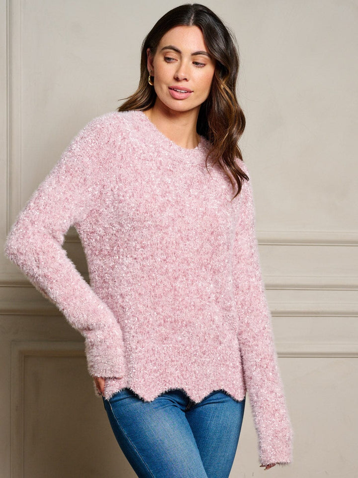 WOMEN'S LONG SLEEVE FUZZY PULLOVER SWEATER