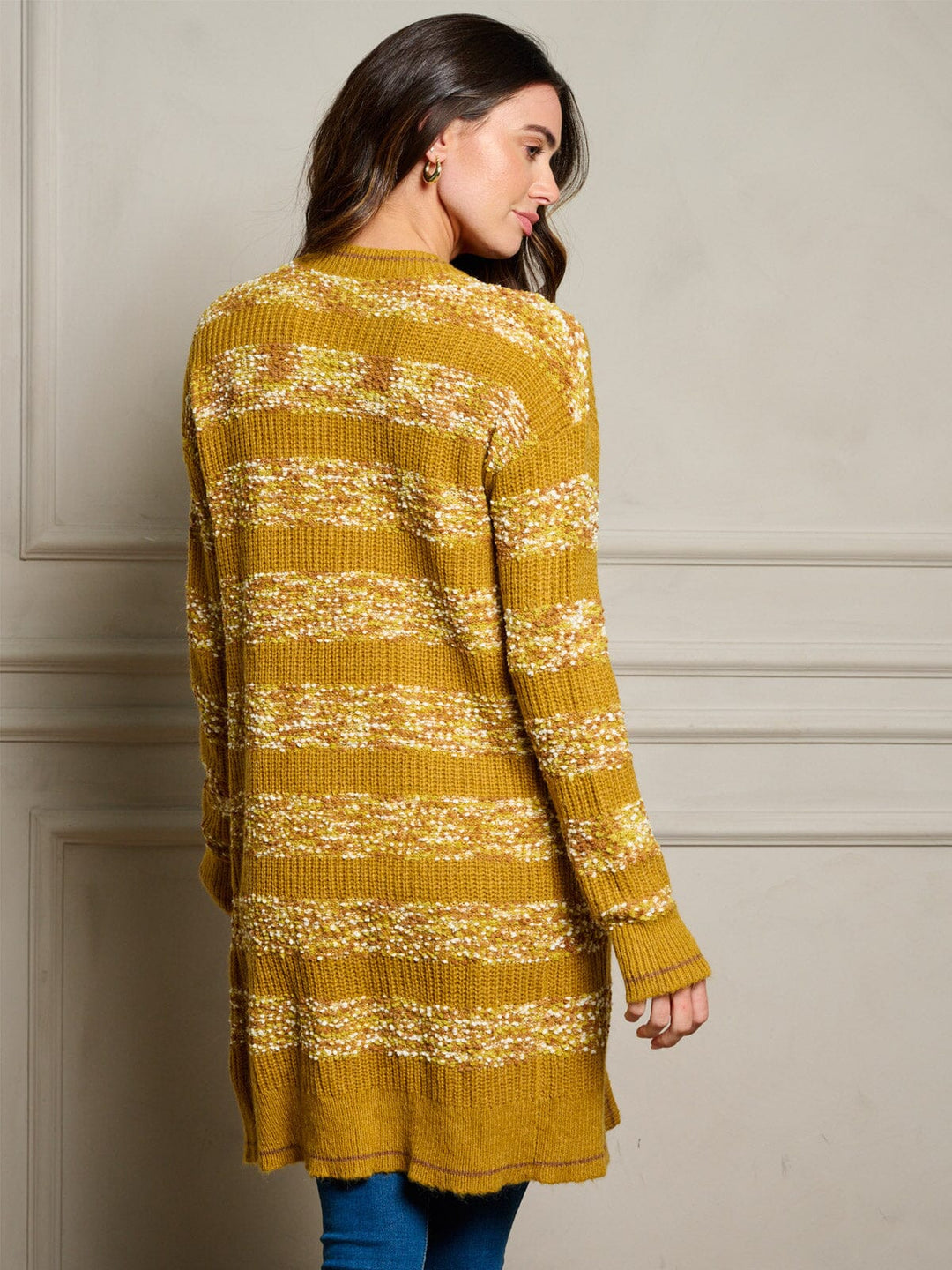 WOMEN'S LONG SLEEVE OPEN FRONT COLORBLOCK CARDIGAN