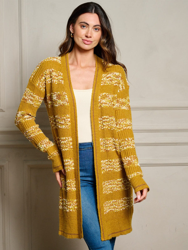 WOMEN'S LONG SLEEVE OPEN FRONT COLORBLOCK CARDIGAN