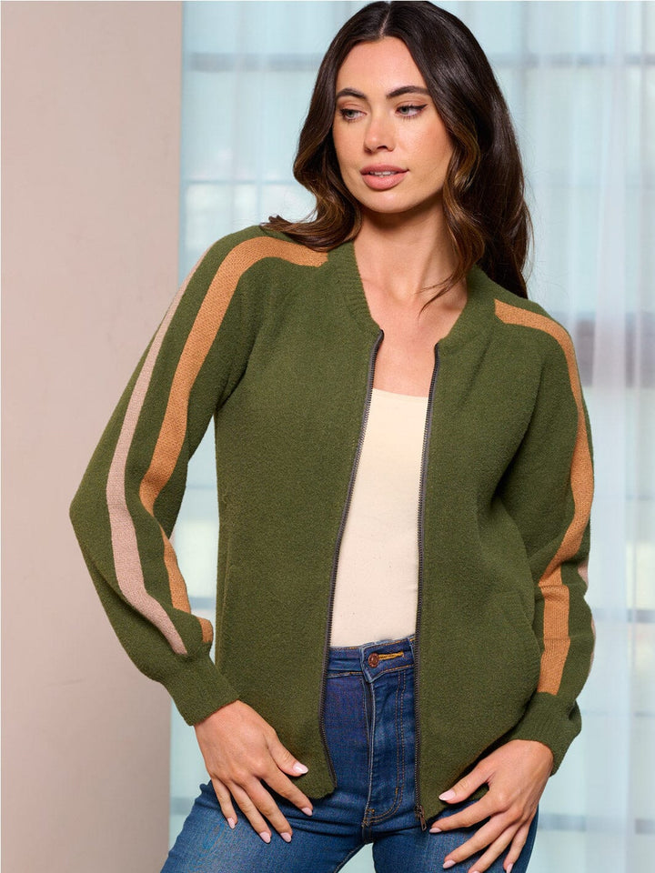 WOMEN'S LONG SLEEVE POCKETS ZIP UP SWEATER CARDIGAN