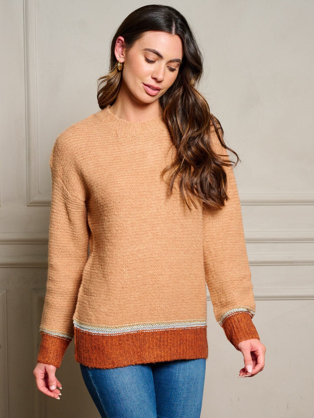 WOMEN'S LONG SLEEVE COLORBLOCK PULLOVER SWEATER