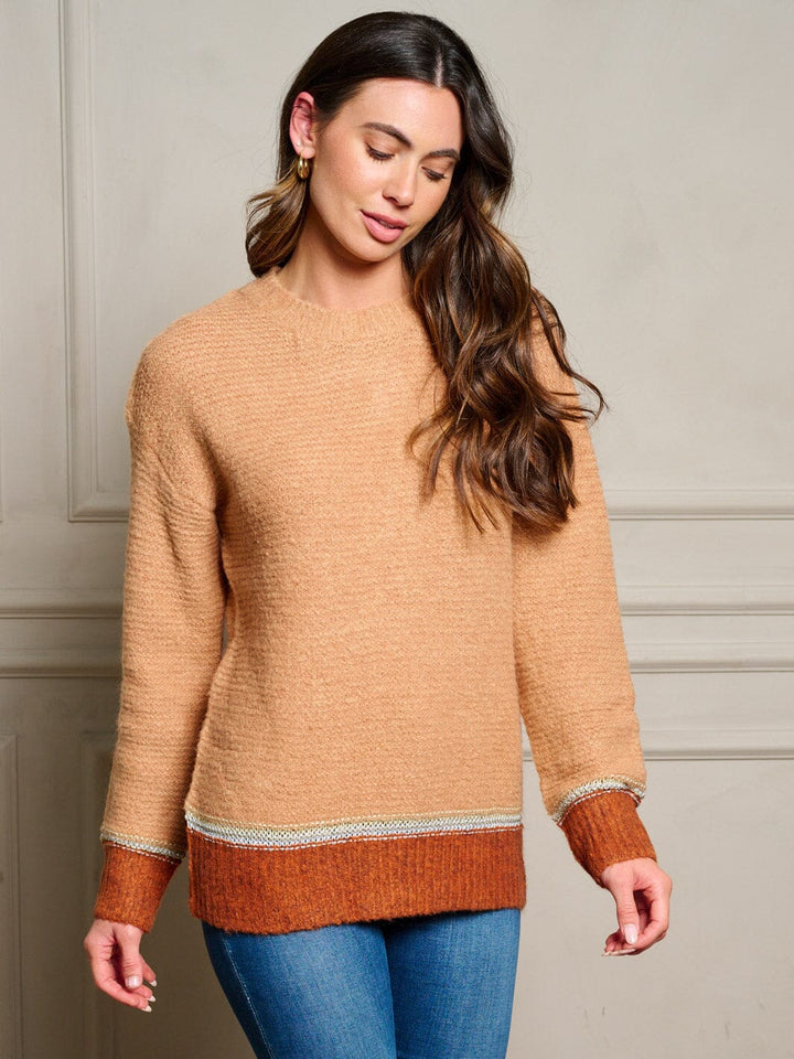 WOMEN'S LONG SLEEVE COLORBLOCK PULLOVER SWEATER