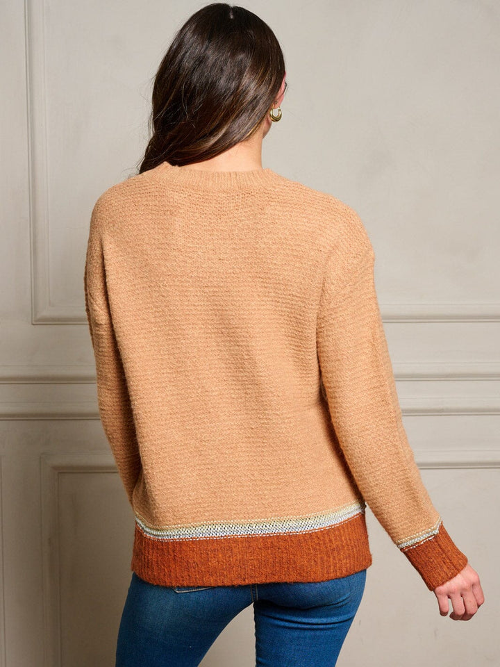 WOMEN'S LONG SLEEVE COLORBLOCK PULLOVER SWEATER