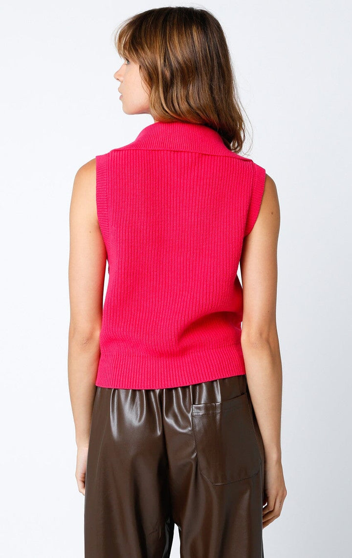 WOMEN'S SLEEVELESS ZIP UP KNIT TOP