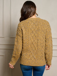 WOMEN'S LONG SLEEVE FUZZY PULLOVER SWEATER