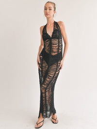 WOMEN'S SLEEVELESS HALTER NECK OPEN BACK COVER UP DRESS