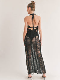 WOMEN'S SLEEVELESS HALTER NECK OPEN BACK COVER UP DRESS