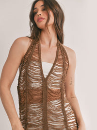 WOMEN'S SLEEVELESS HALTER NECK OPEN BACK COVER UP DRESS