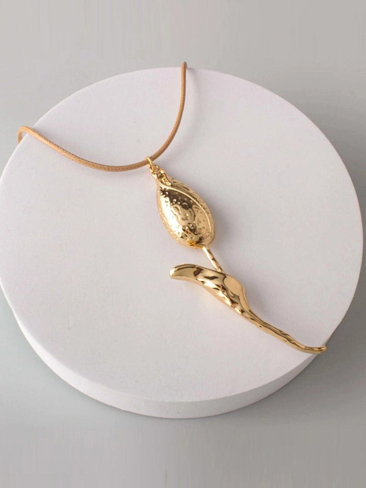 FASHION GOLD ROSE PENDANT NECKLACE