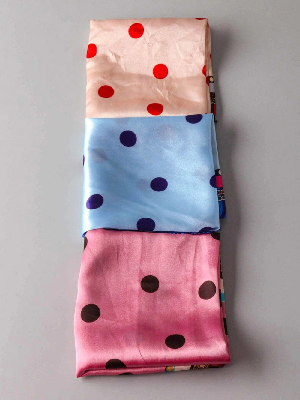 FASHION ASSORTED COLORS POLKA DOTS SATIN SCARFS