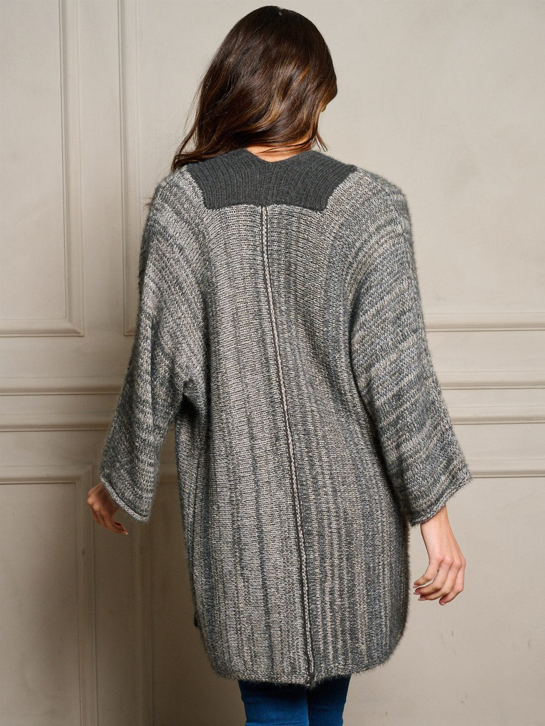 WOMEN'S LONG SLEEVE OPEN FRONT COLORBLOCK CARDIGAN