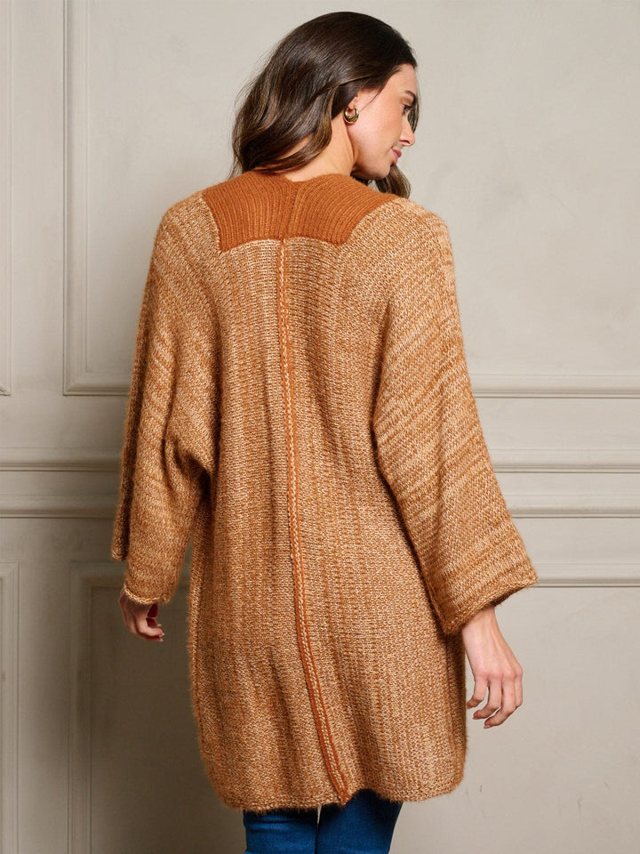 WOMEN'S LONG SLEEVE OPEN FRONT COLORBLOCK CARDIGAN