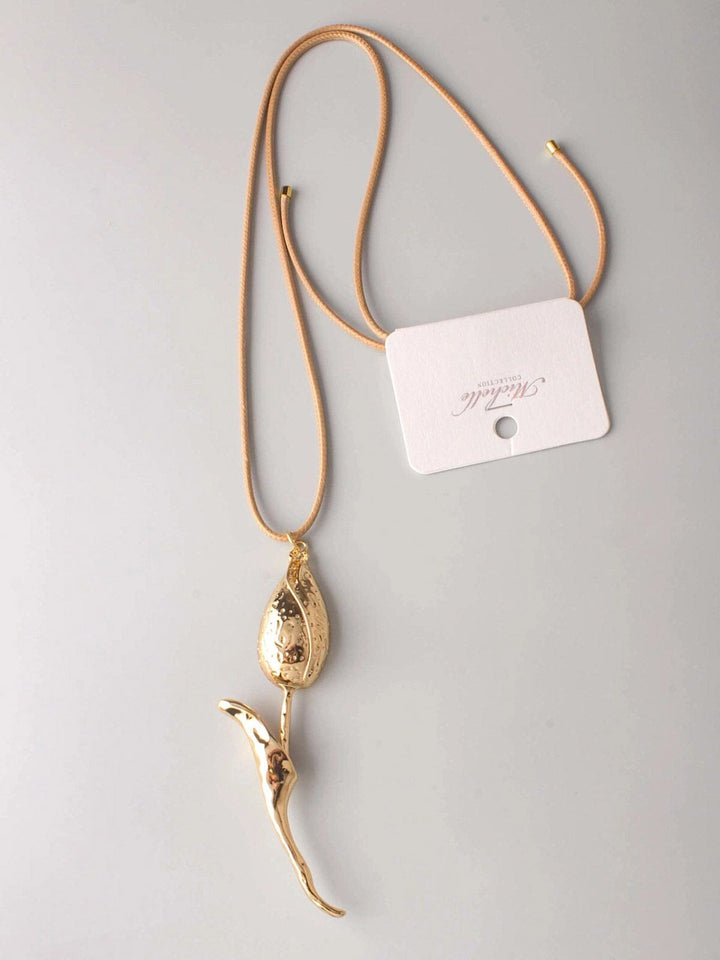FASHION GOLD ROSE PENDANT NECKLACE