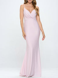 WOMEN'S SLEEVELESS V-NECK SURPLICE PRINT MAXI DRESS
