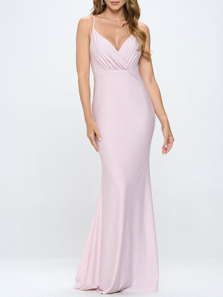 WOMEN'S SLEEVELESS V-NECK SURPLICE PRINT MAXI DRESS