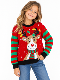 KIDS LONG SLEEVE CHRISTMAS GRAPHIC PULLOVER SWEATER