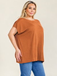 ENTRO PLUS SIZE SHORT SLEEVE LOOSE FIT BLOUSE