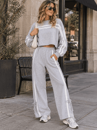 WOMEN'S LONG SLEEVE SWEATER & ELASTIC WAIST PANTS LACE TRIM DETAILED 2PC. SET
