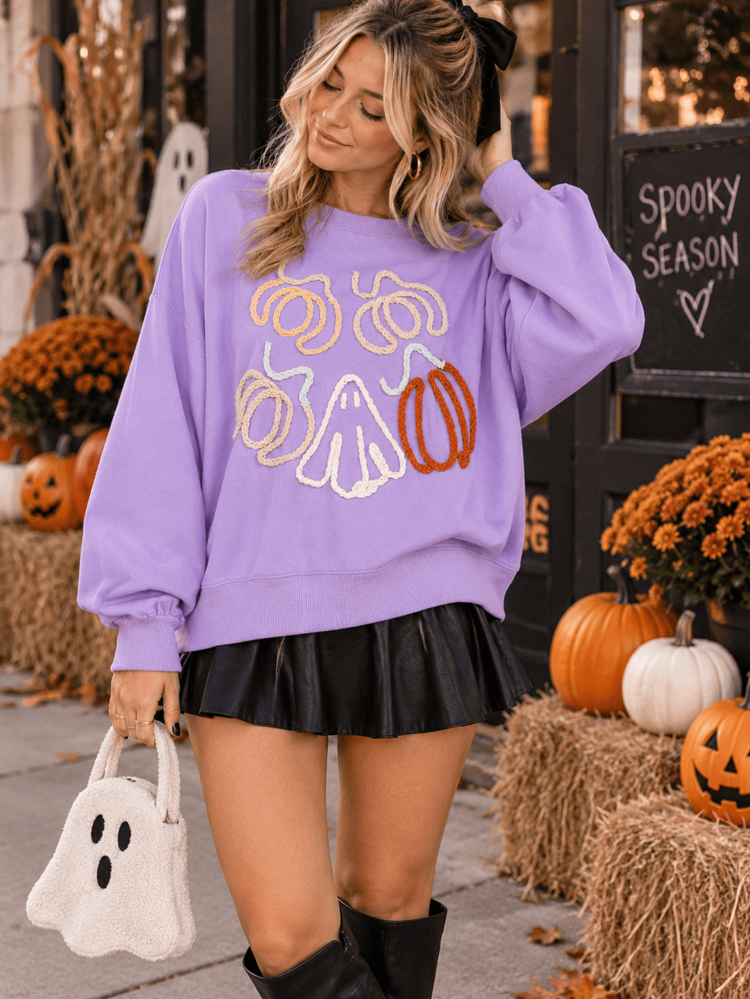 WOMEN'S LONG SLEEVE GRAPHIC PULLOVER SWEATER