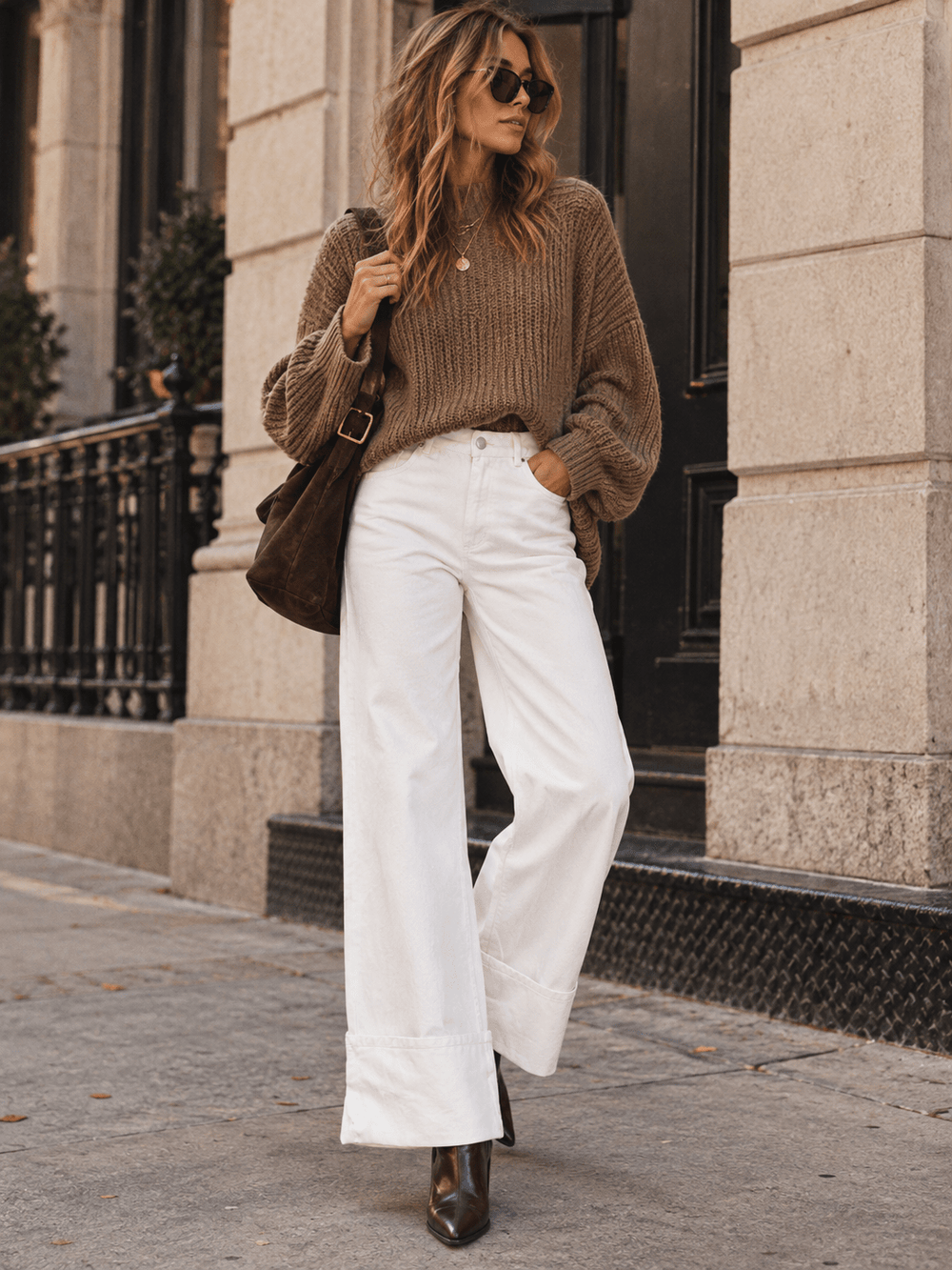 WOMEN'S BUTTON CLOSURE POCKETS RELAXED FIT DENIM PANTS