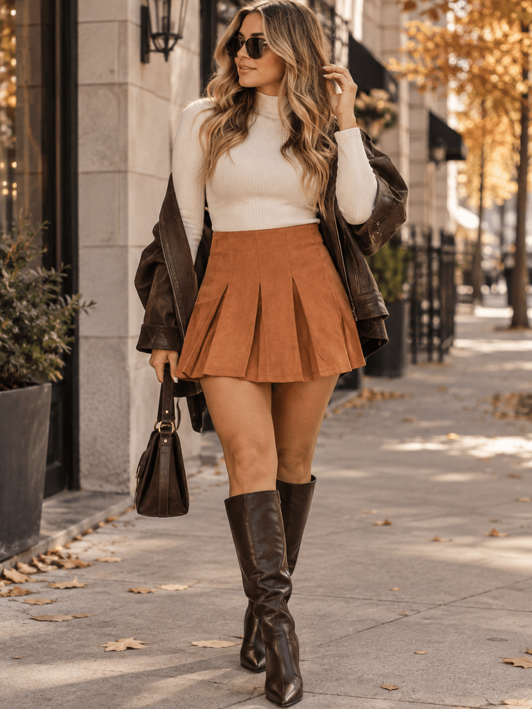 WOMEN'S ELASTIC WAIST PLEATED VELVET FLARE MINI SKIRT
